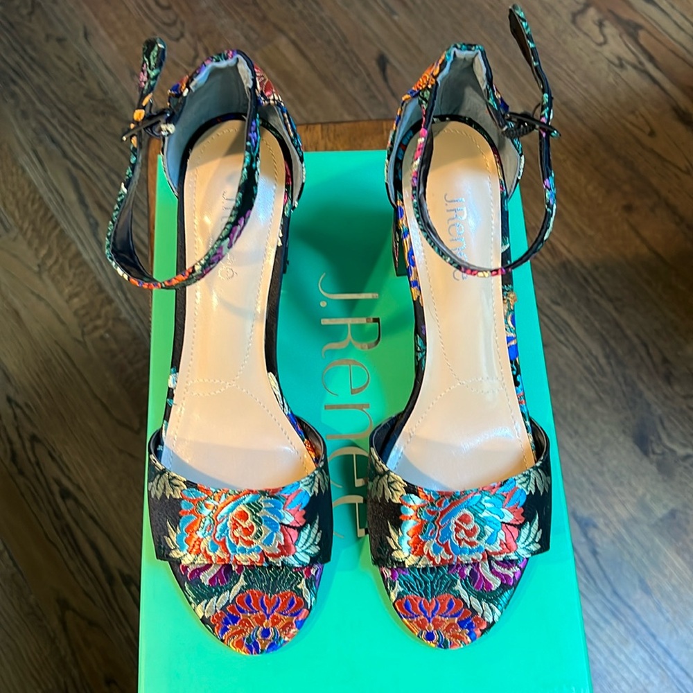 New Asian Floral Satin heel by J Renee